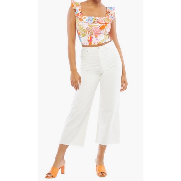 JustFab Floral Ruffle Crop Tank Top NWT - Picture 3 of 12